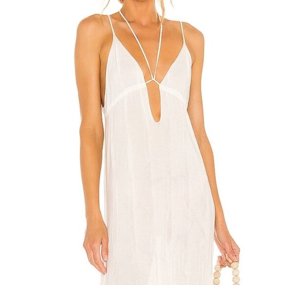 Revolve Devon Windsor Paloma Silky Maxi Dress - Strappy Fine Knit In Off White - Picture 2 of 10